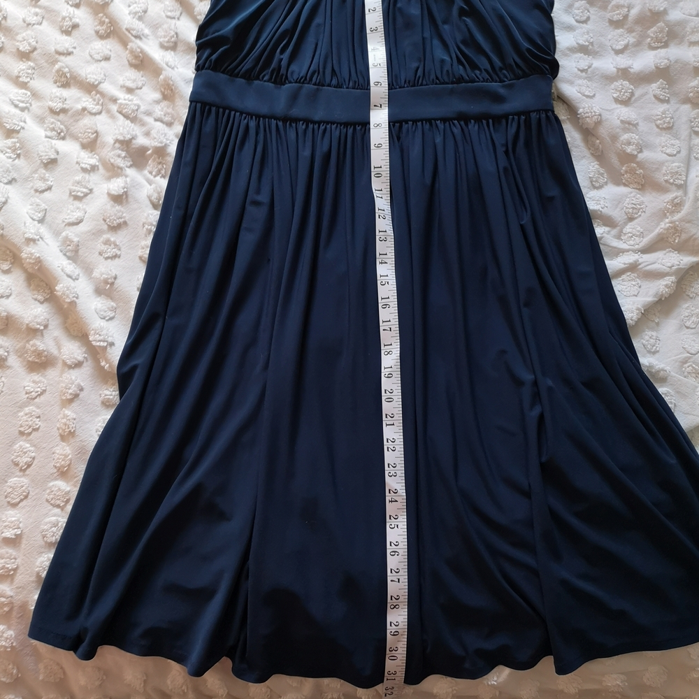Essentials By ABS Romantic Cottage Core Navy Blue Sleeveless Dress Size 14 - Picture 6 of 10
